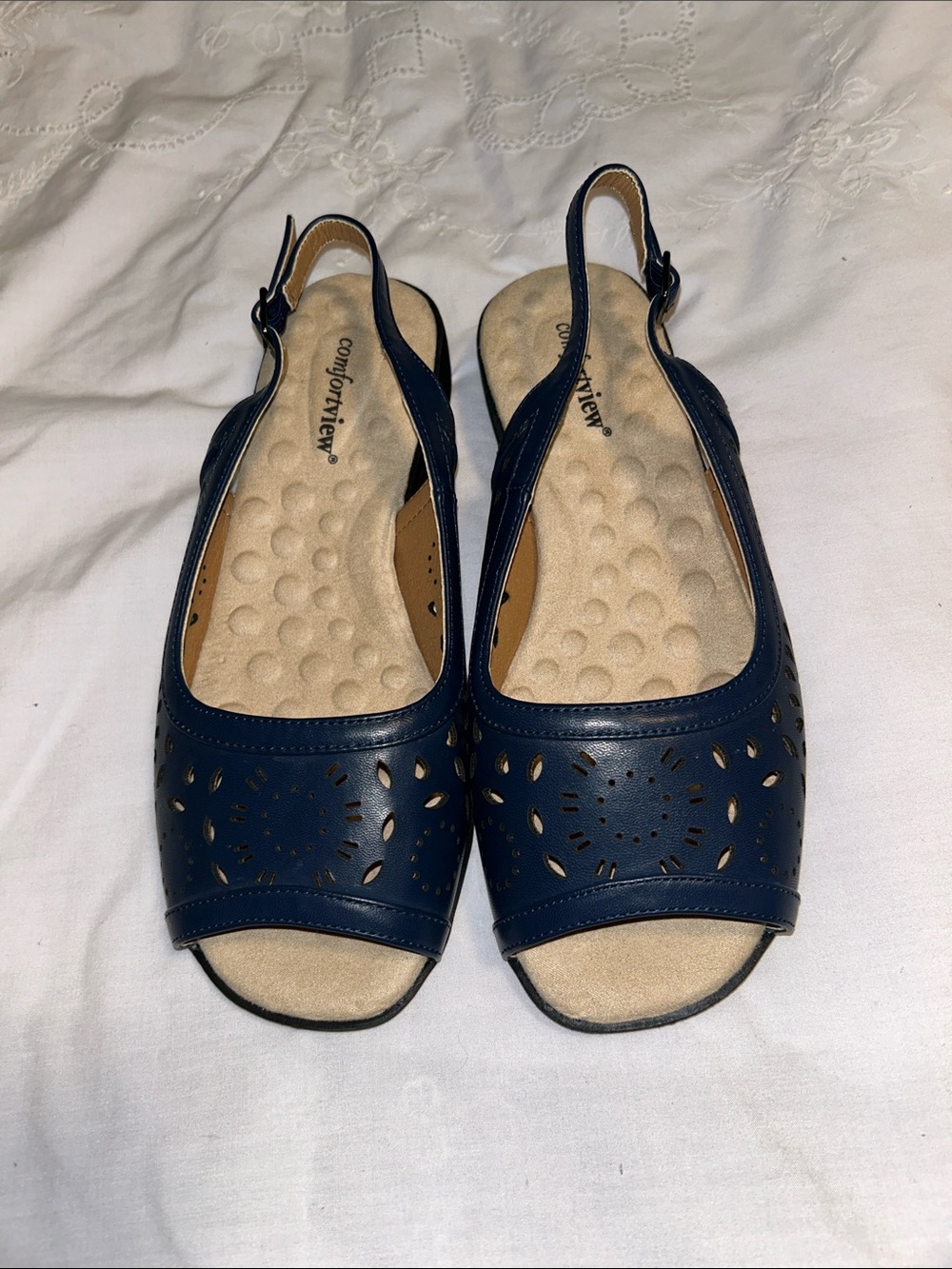 Comfort View Size 8 1/2 Wide The Mary Navy Blue Slingback Scandals